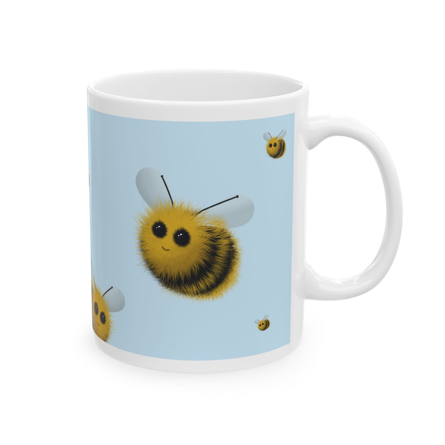 Fuzzy Bumblebee Ceramic Mug, (11oz, 15oz)