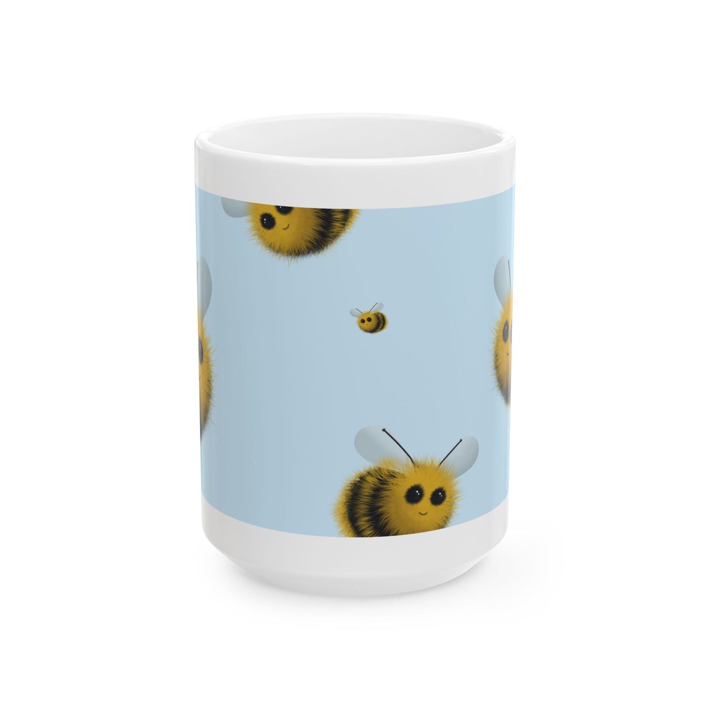 Fuzzy Bumblebee Ceramic Mug, (11oz, 15oz)