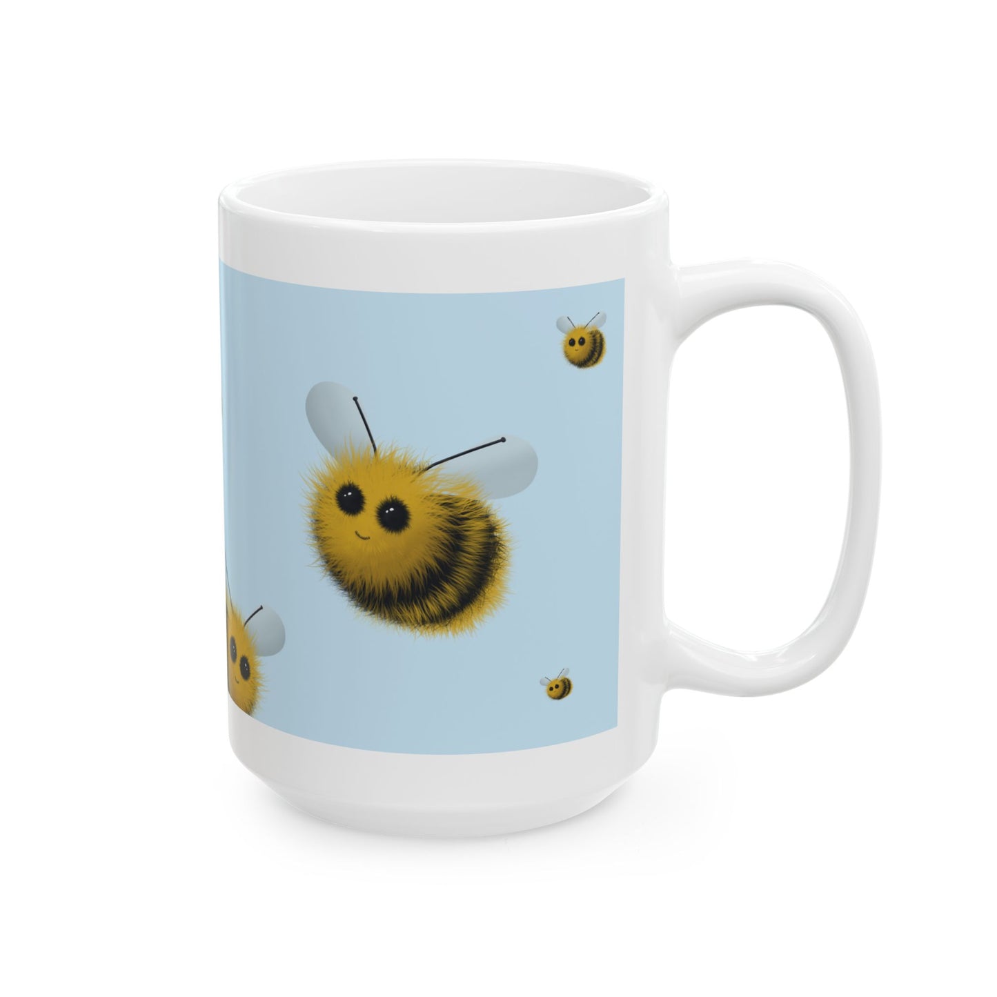 Fuzzy Bumblebee Ceramic Mug, (11oz, 15oz)