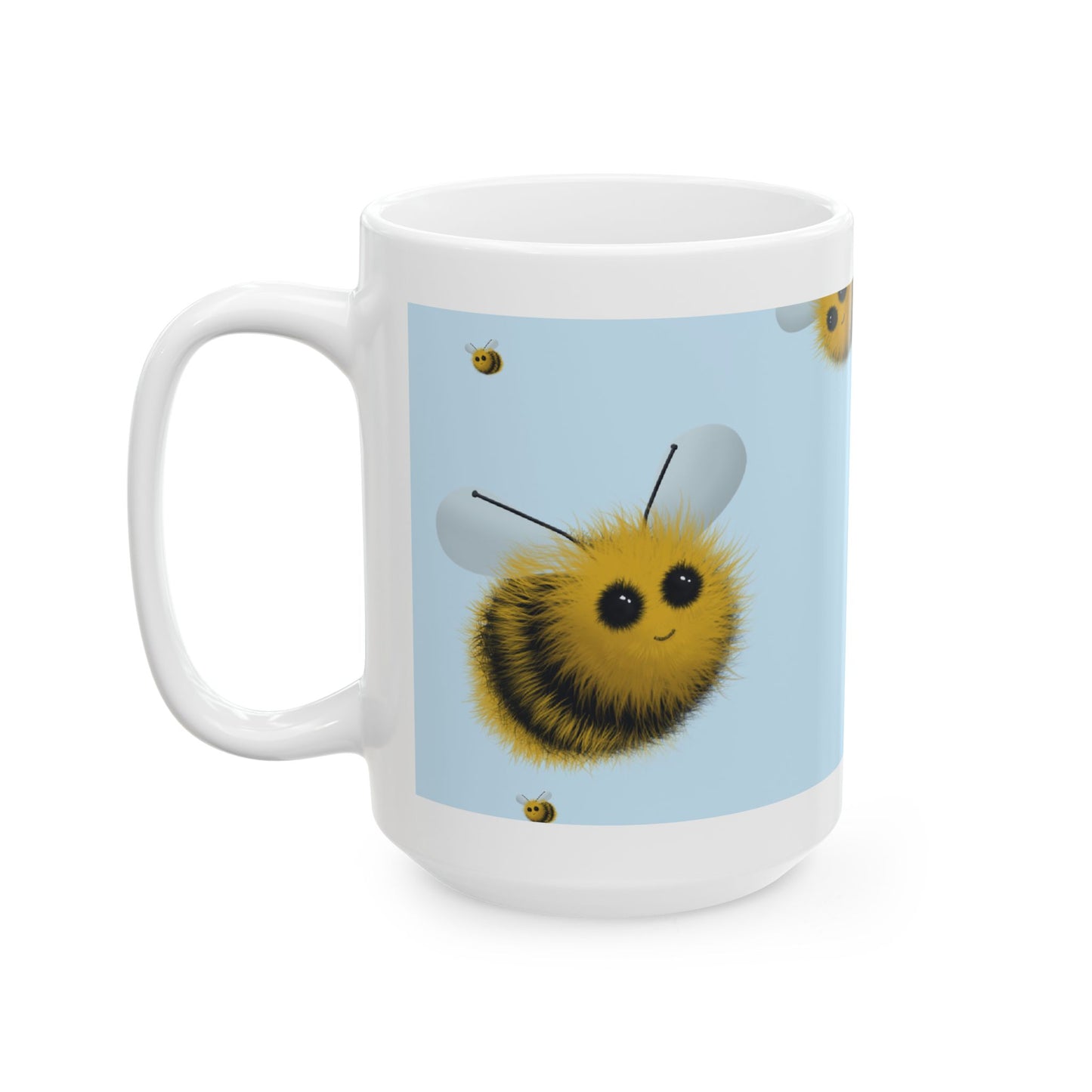 Fuzzy Bumblebee Ceramic Mug, (11oz, 15oz)