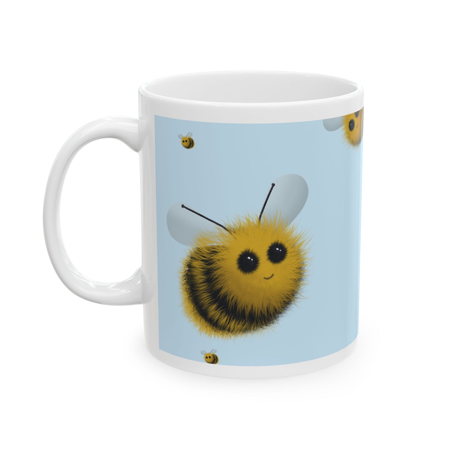 Fuzzy Bumblebee Ceramic Mug, (11oz, 15oz)