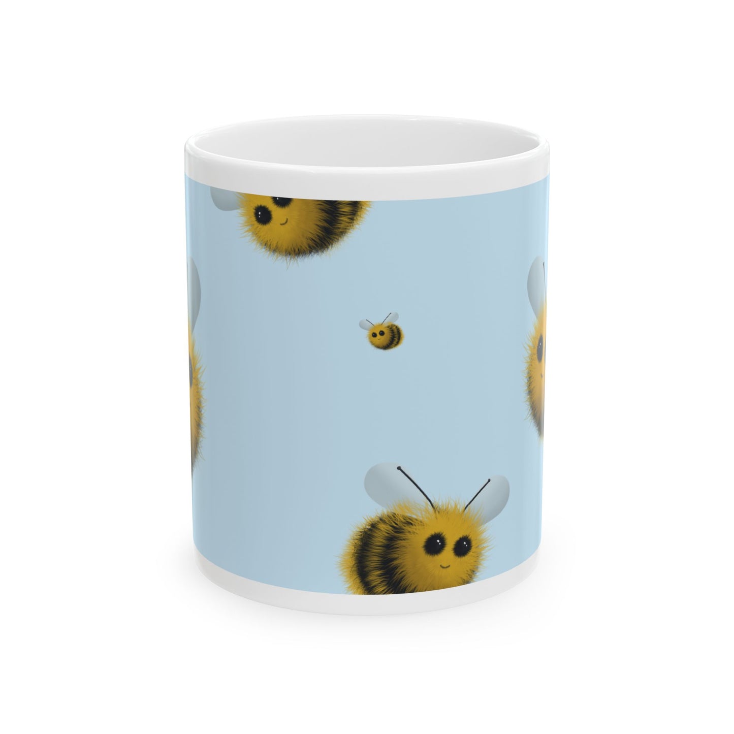 Fuzzy Bumblebee Ceramic Mug, (11oz, 15oz)